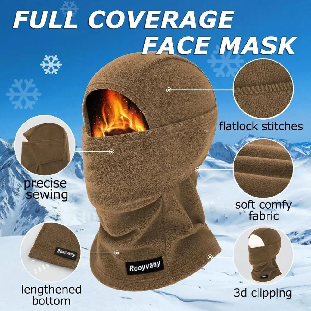 Women's Coffee Balaclava Mask Warm Windproof Lightweight Winter Face Mask